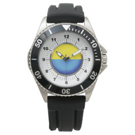 Männerflagge in der Ukraine - Schwarzer Gummischwa Armbanduhr