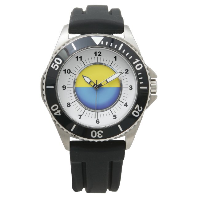 Männerflagge in der Ukraine - Schwarzer Gummischwa Armbanduhr (Vorderseite)