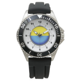 Männerflagge in der Ukraine - Schwarzer Gummischwa Armbanduhr