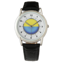 Männerflagge in der Ukraine - Schwarzes Lederband Armbanduhr