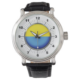 Männerflagge in der Ukraine - Schwarzes Lederband Armbanduhr