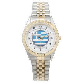 Männerflagge in Griechenland - Zwei-Tone-Armbanduh Armbanduhr