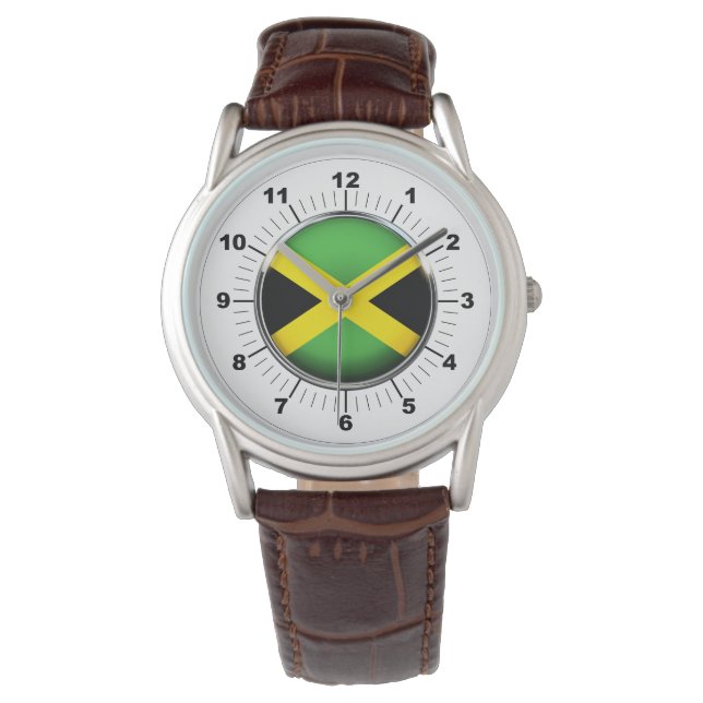 Männerflagge - Klassische Braun-Lederuhr Armbanduhr (Vorderseite)