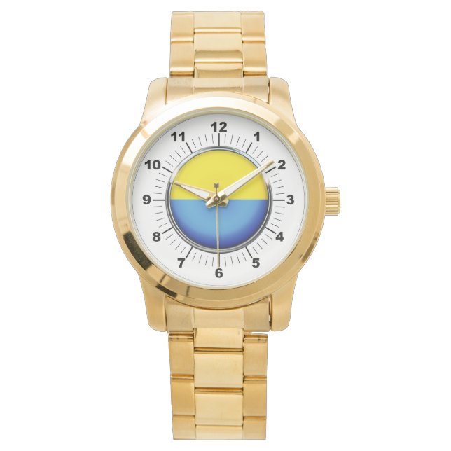 Männerflagge Oversized Gold Bracelet Watch Armbanduhr (Vorderseite)