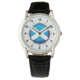 Männerflagge - Schwarzes Lederband Armbanduhr