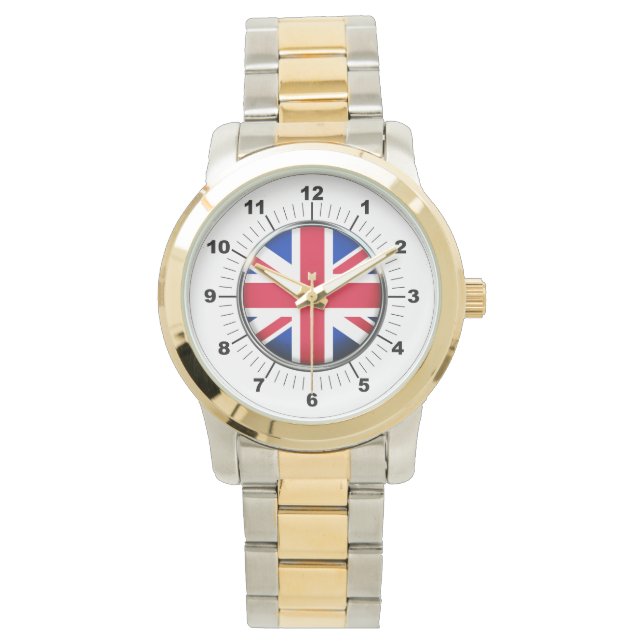 Männerflagge (UK Flag Oversized Two-Tone Bracelet  Armbanduhr (Vorderseite)
