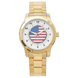 Männerflagge USA Oversized Gold Bracelet Watch Armbanduhr