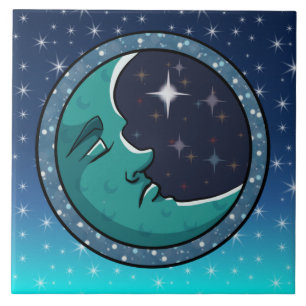 Männergesicht im Mond Fliese