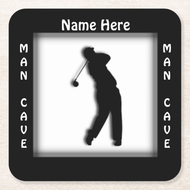 Männerhöhle ANPASSEN  Golf Untersetzer (Vorderseite)