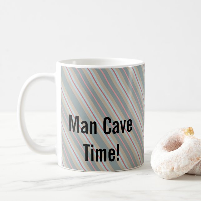 Männerhöhle Zeit Streifen Tasse (Mit Donut)