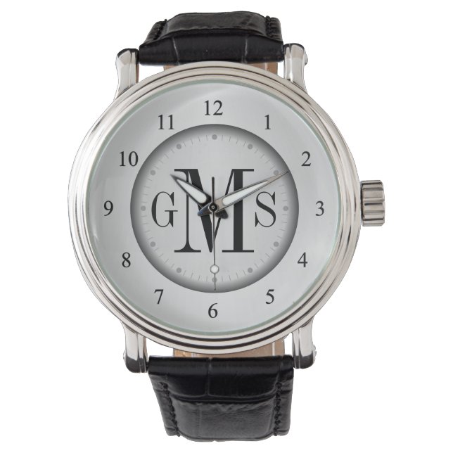 Männerklasse Personalisierte Monogrammüberwachung Armbanduhr (Vorderseite)
