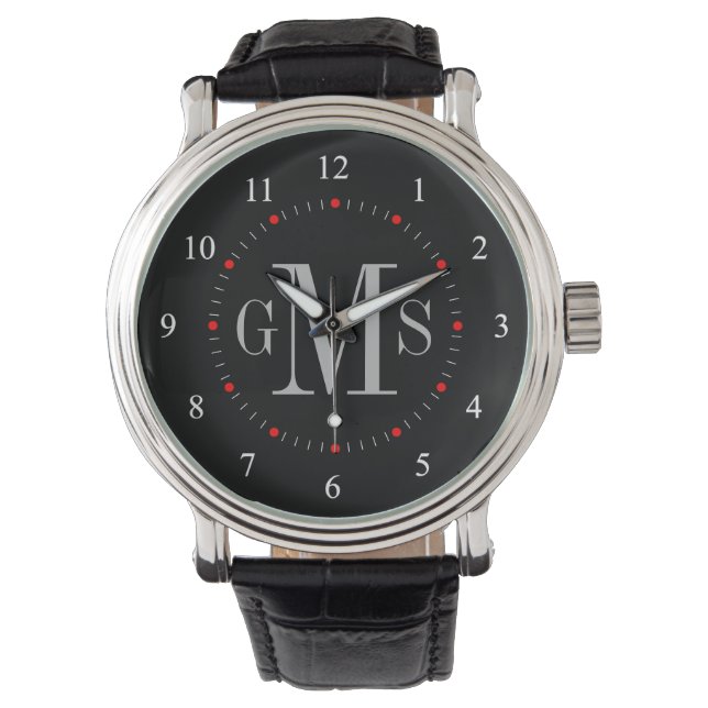 Männerklasse Personalisierte Monogrammüberwachung Armbanduhr (Vorderseite)