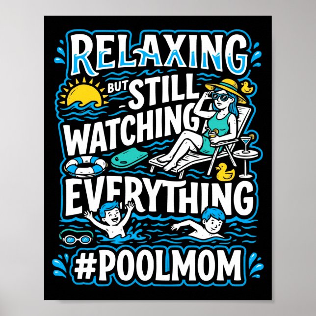 Männerpool-Mutter Schwimmen Mama Schwimmerin Mutti Poster (Vorne)