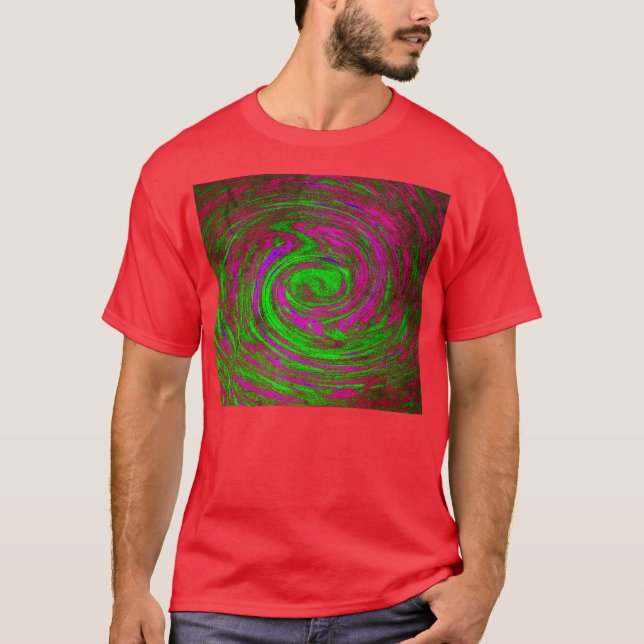 Männerroter Abstrakter Kunstwirl T-Shirt (Vorderseite)