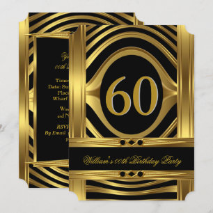 Männer's 60. Geburtstag Metal Gold sehen schwarz J Einladung