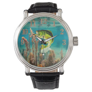 Männerstraßenband mit Vintager schwarzer Leder Armbanduhr
