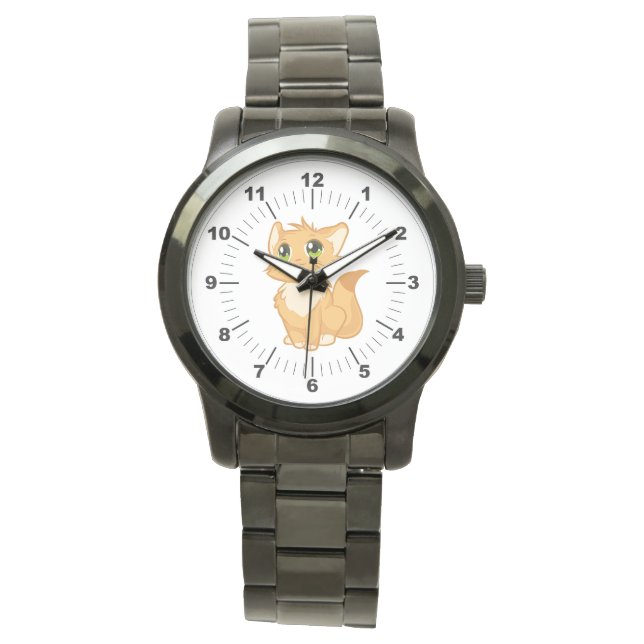 Männerüberwachung - Niedliche Katzenüberwachung Armbanduhr (Vorderseite)