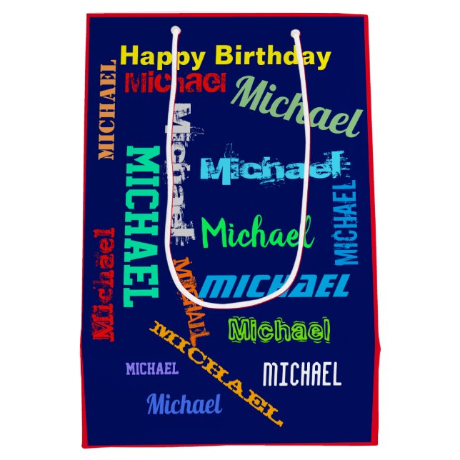 Männerwiederholung Happy Birthday Geschenk Mittlere Geschenktüte (Rückseite)