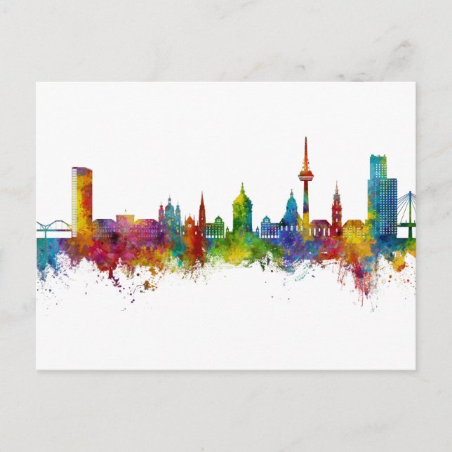 Mannheim Deutschland Skyline Postkarte (Vorderseite)