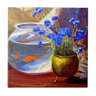Mannheim - Goldfischglas und Blumen Fliese