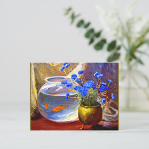 Mannheim - Goldfischglas und Blumen Postkarte