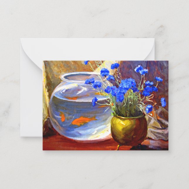 Mannheim - Goldfish Bowl und Blume Mitteilungskarte (Vorderseite)