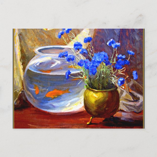Mannheim - Goldfish Bowl und Blume Postkarte (Vorderseite)