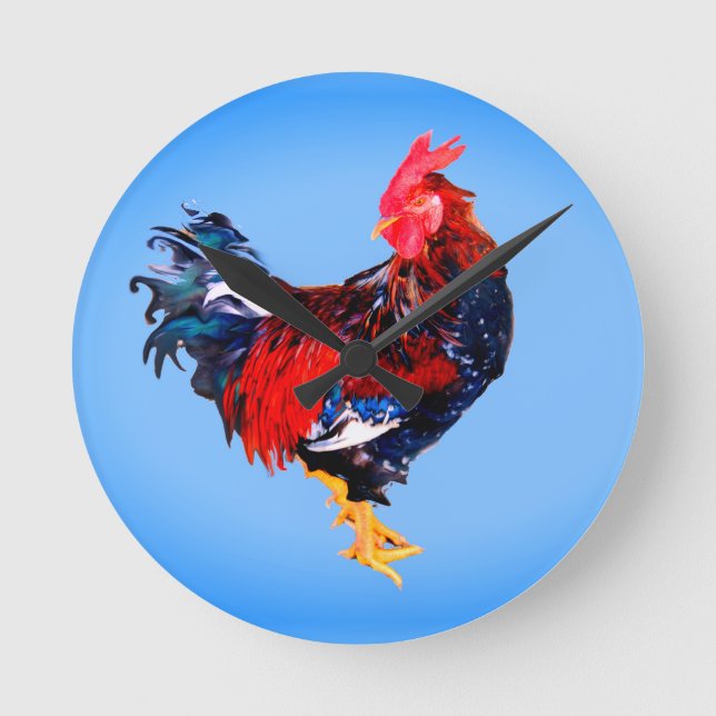 männlich Gallinacus, Hahn Runde Wanduhr (Vorderseite)