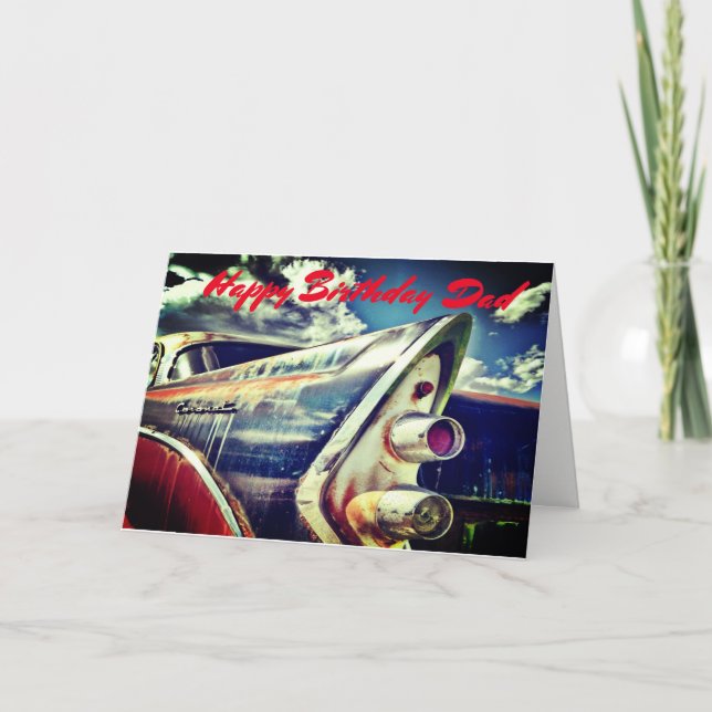 Männlich Relativ, Geburtstag. Vintage Auto. Karte (Vorderseite)