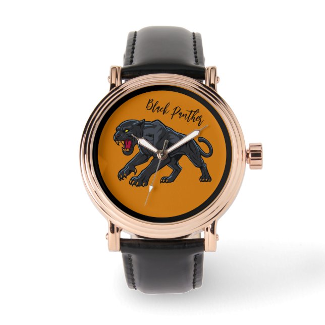 Männlich, Schwarzer Panther, orangefarbener Hinter Armbanduhr (Vorderseite)