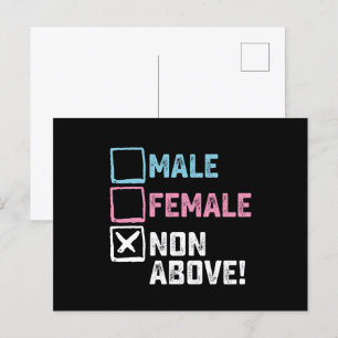 Männlich Weiblich Nicht Oben! Lustig Transgender S Postkarte