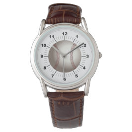 Männliche Baseball-Klassik-Braun-Lederuhr Armbanduhr