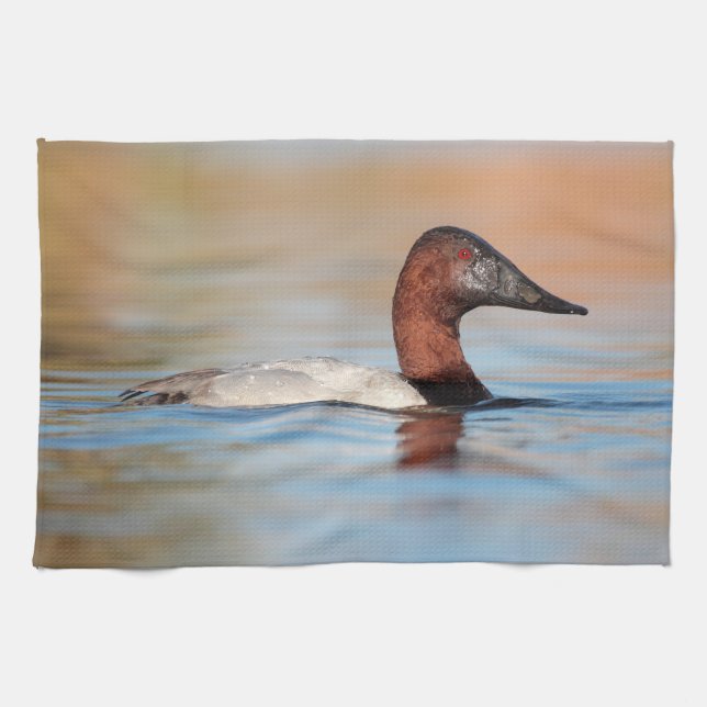 Männliche Canvasback-Ente Geschirrtuch (Horizontal)