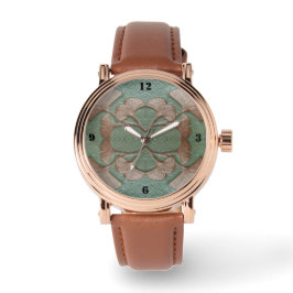 Männliche eWatch mit Green und Kupfer Gingko Gesic Armbanduhr