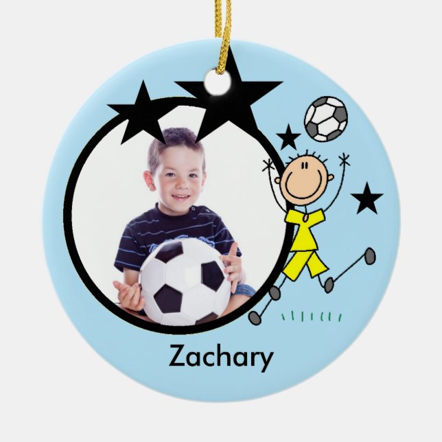 Männliche Fußballstar-Andenken-Verzierung Keramikornament (Vorne)