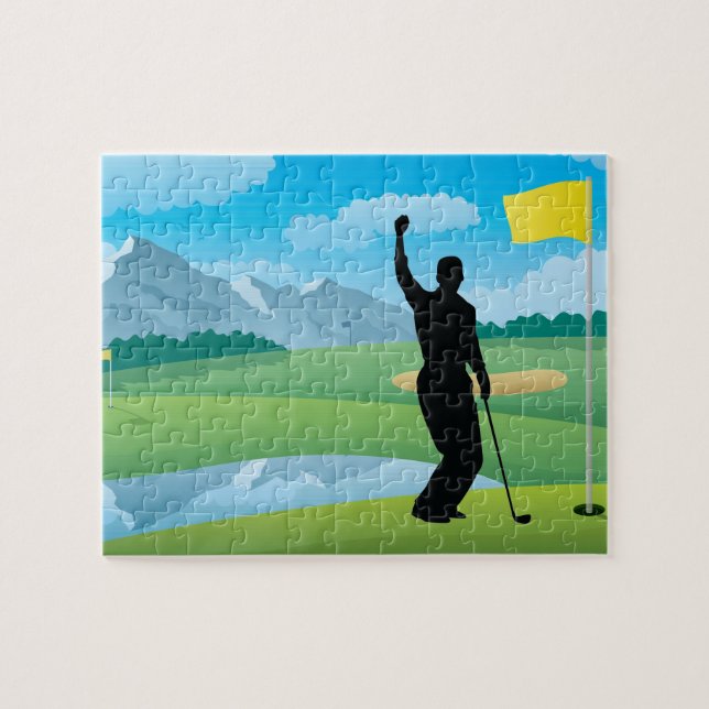 Männliche Golfer Design Jigsaw Puzzle (Horizontal)