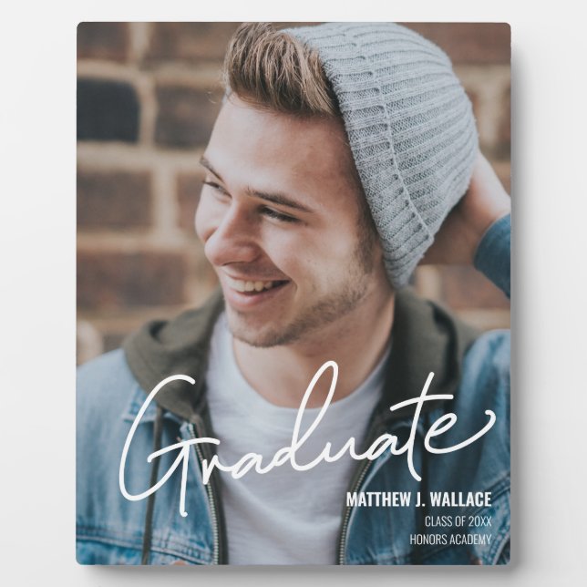 Männliche Graduate Class 2021 Abschluss Foto Fotoplatte (Vorderseite)