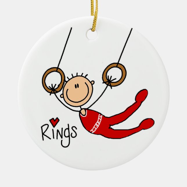 Männliche Gymnast auf Rings Keramik Ornament (Vorne)