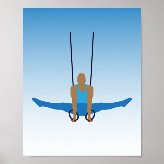 Männliche Gymnast auf Steady Rings Illustriert Poster (Vorne)
