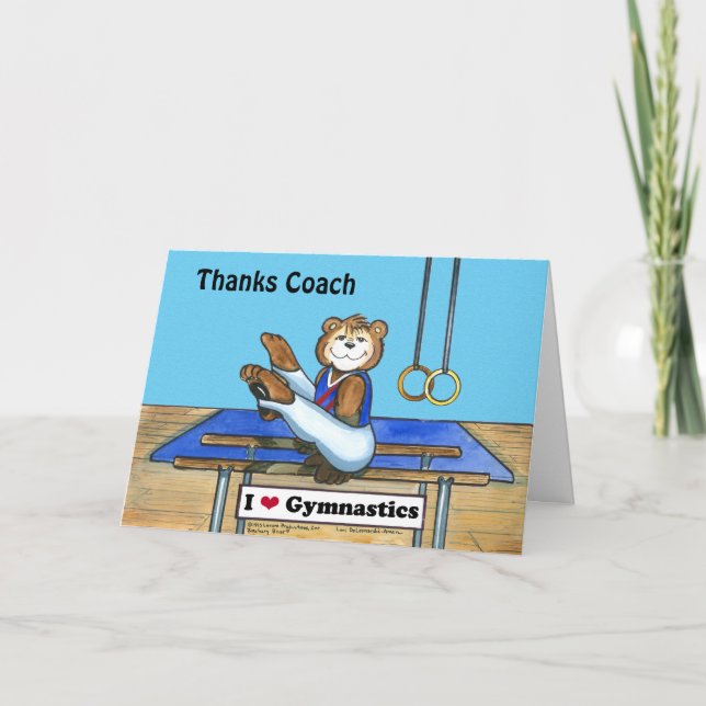 Männliche Gymnast-Gruß-Karte für Trainer Dankeskarte (Vorderseite)