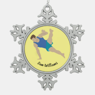 Männliche Gymnastik Schneeflocken Zinn-Ornament
