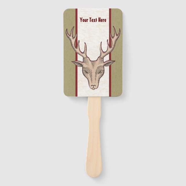 Männliche Hirsche Kopf Big Antlers Tan White Red S Fächer (Vorderseite)