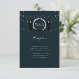 Männliche Hochzeit Silver Blue Monogram LGBTQ Empf Begleitkarte