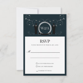 Männliche Hochzeit Silver Blue Monogram LGBTQ RSVP