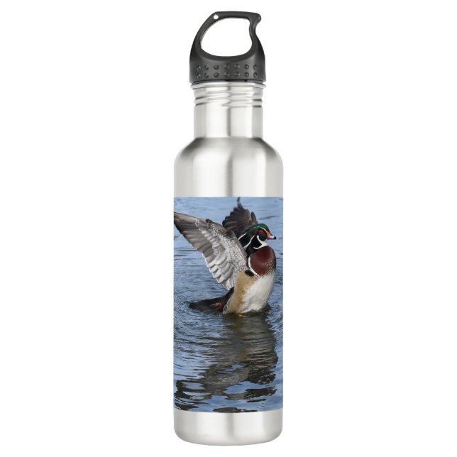 Männliche HolzenteWasserflasche, Edelstahl, 24 oz Edelstahlflasche (Vorderseite)