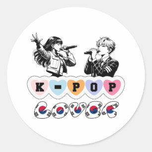 Männliche Idols singen KPop Hearts Korea Lover Runder Aufkleber