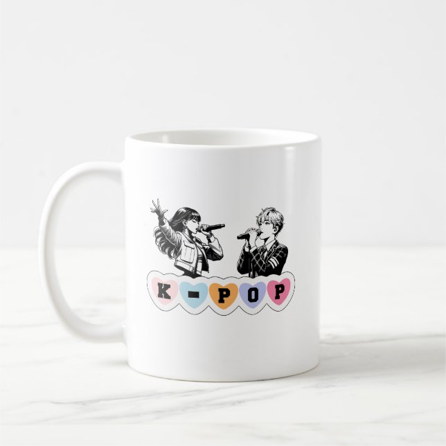 Männliche Idols singen KPop Musikdesign Kaffeetasse (Links)