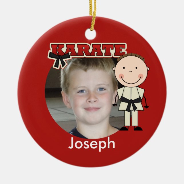 Männliche Karate-Foto-Verzierung Keramikornament (Vorne)