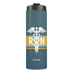 Männliche Krankenschwester Caduceus Medical Blue  Thermosbecher
