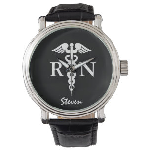 Männliche Krankenschwester RN Caduceus Medical Bl Armbanduhr